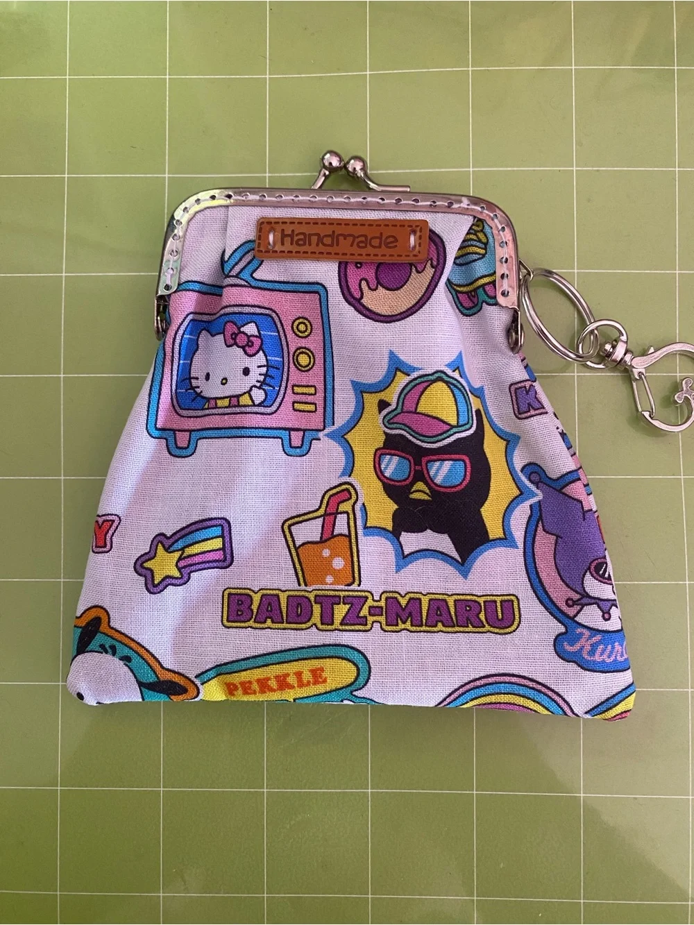 Handmade Sanrio Coin Purse - White with Black, Pink, Blue and Yellow Accents